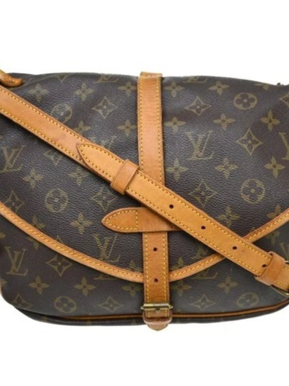 Best05 LOUIS VUITTON MONOGRAM SAUMUR 30 MESSENGER BAG M42256 AR1912 BQ00813